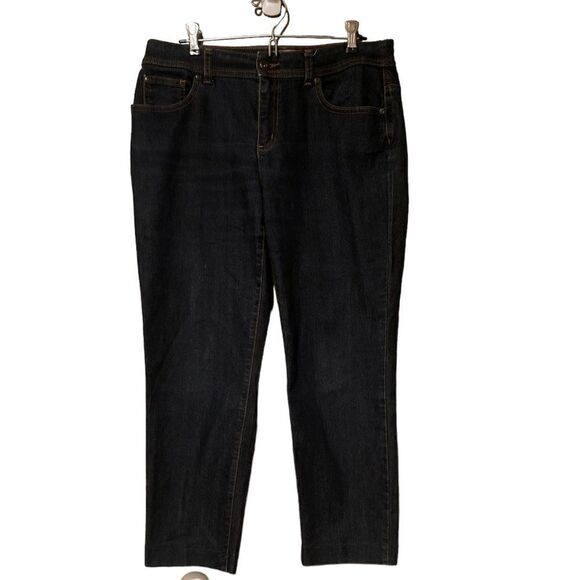 Chico’s Ankle Cropped Jeans Size 4 Chico’s Size 0 Dark Wash - Picture 1 of 8